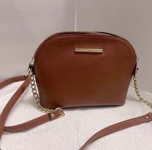 Steve Madden BMaggie Brown Saffiano Leather Crossbody Purse